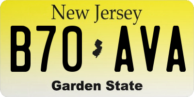 NJ license plate B70AVA