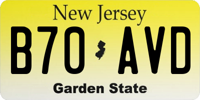 NJ license plate B70AVD