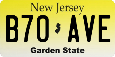 NJ license plate B70AVE