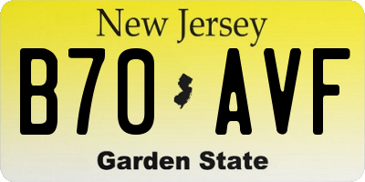 NJ license plate B70AVF