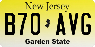 NJ license plate B70AVG