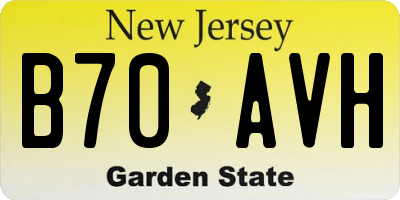 NJ license plate B70AVH