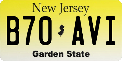 NJ license plate B70AVI