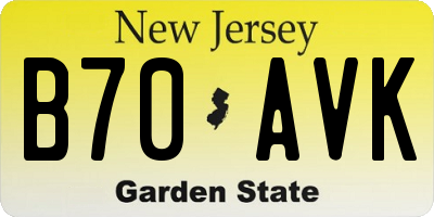 NJ license plate B70AVK