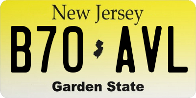 NJ license plate B70AVL