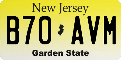 NJ license plate B70AVM