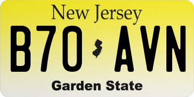NJ license plate B70AVN