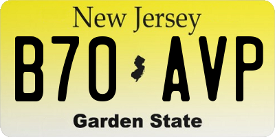 NJ license plate B70AVP