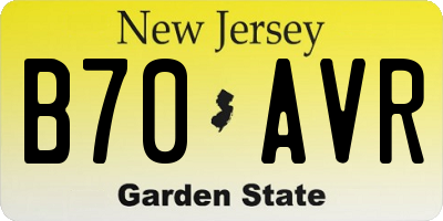 NJ license plate B70AVR