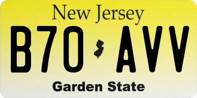 NJ license plate B70AVV