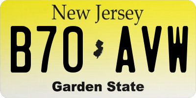 NJ license plate B70AVW