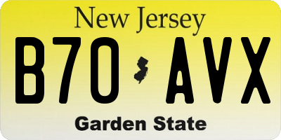 NJ license plate B70AVX