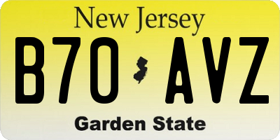 NJ license plate B70AVZ