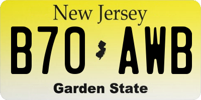 NJ license plate B70AWB