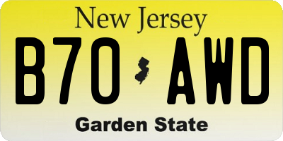 NJ license plate B70AWD