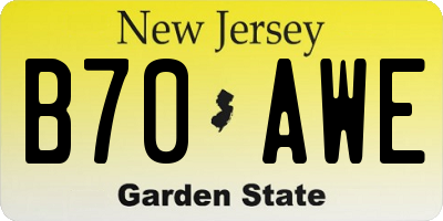 NJ license plate B70AWE