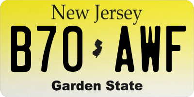 NJ license plate B70AWF