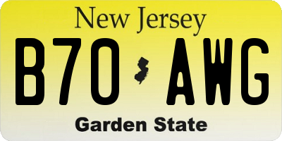 NJ license plate B70AWG