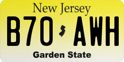 NJ license plate B70AWH