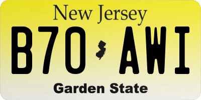 NJ license plate B70AWI