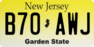 NJ license plate B70AWJ
