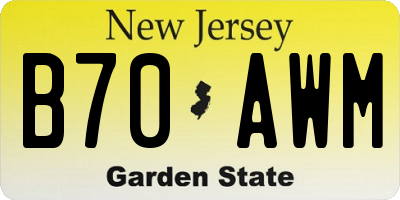 NJ license plate B70AWM