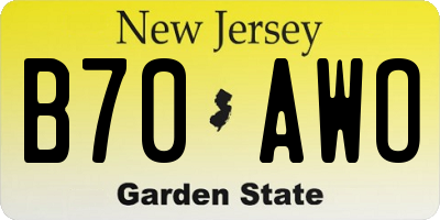 NJ license plate B70AWO