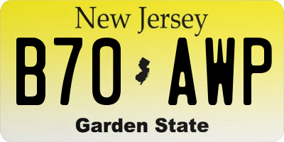 NJ license plate B70AWP