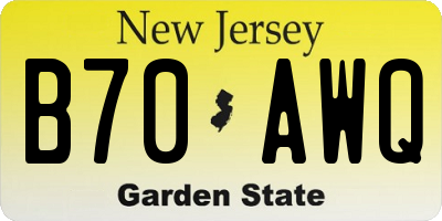 NJ license plate B70AWQ