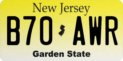 NJ license plate B70AWR