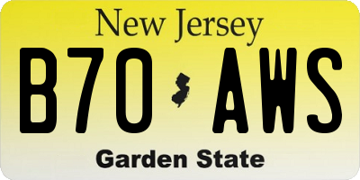 NJ license plate B70AWS