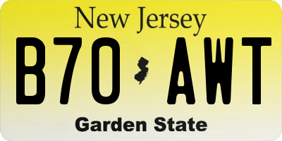NJ license plate B70AWT