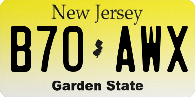 NJ license plate B70AWX