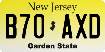 NJ license plate B70AXD