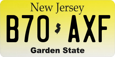 NJ license plate B70AXF