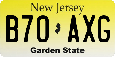 NJ license plate B70AXG