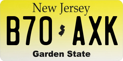 NJ license plate B70AXK