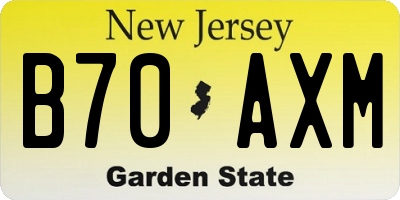 NJ license plate B70AXM