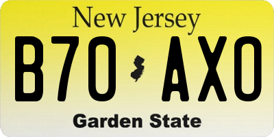 NJ license plate B70AXO