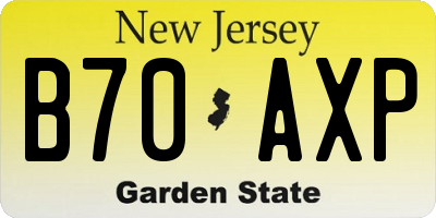 NJ license plate B70AXP