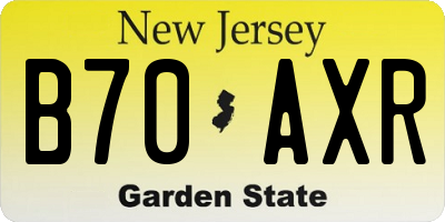 NJ license plate B70AXR