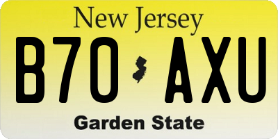 NJ license plate B70AXU