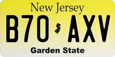 NJ license plate B70AXV