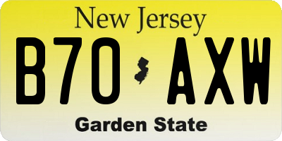 NJ license plate B70AXW