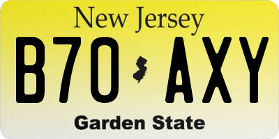 NJ license plate B70AXY