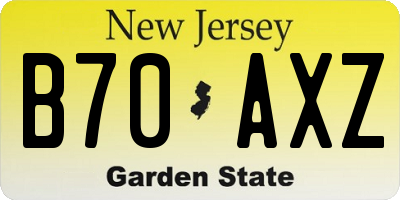 NJ license plate B70AXZ
