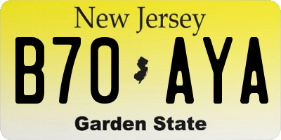 NJ license plate B70AYA