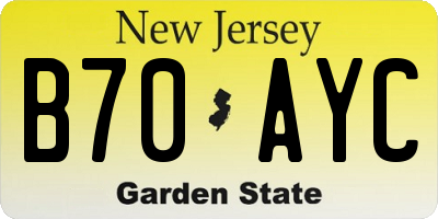 NJ license plate B70AYC