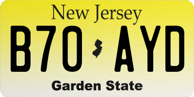 NJ license plate B70AYD