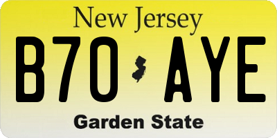 NJ license plate B70AYE